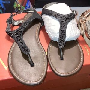 Black Bejeweled Sandals